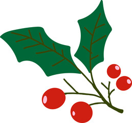 Holly berry icons, Chritmas logo wirh holly berries.Christmas holly berry flat vector illustration icons ,Cartoon holly leaves and berries.A simple illustration of holly leaves and berries