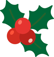 Holly berry icons, Chritmas logo wirh holly berries.Christmas holly berry flat vector illustration icons ,Cartoon holly leaves and berries.A simple illustration of holly leaves and berries