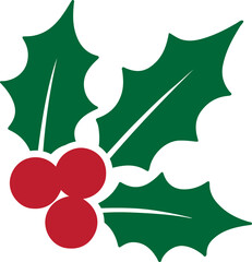 Holly berry icons, Chritmas logo wirh holly berries.Christmas holly berry flat vector illustration icons ,Cartoon holly leaves and berries.A simple illustration of holly leaves and berries