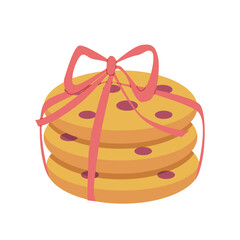 Cookies with chocolate chips isolated. Cookie day. Vector flat illustration.