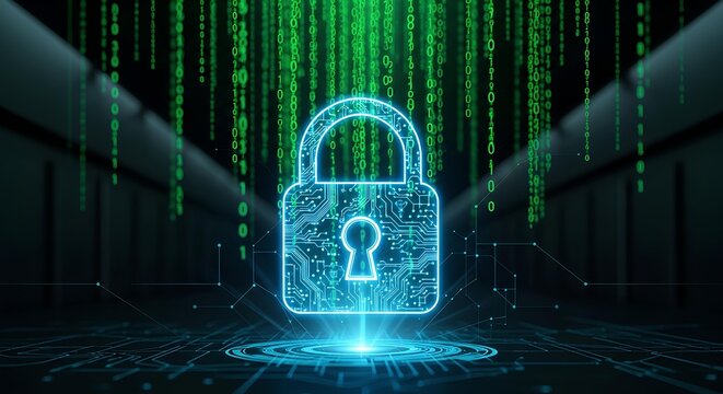 Digital Lock Hologram Over Binary Code for Cybersecurity