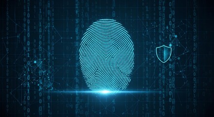 Fingerprint Scan Hologram with Data Encryption Background