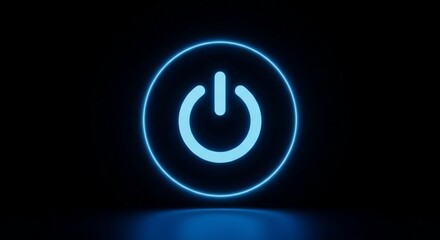 Power Button Symbol – Blue Energy Icon for Technology and Digital Activation.