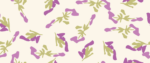 Seamless flat background. Minimalistic abstract floral pattern. Modern print on light background. Perfect for textile design, screensavers, covers, cards, invitations and posters.