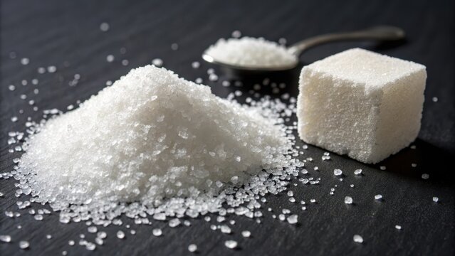 A pile of coarse salt next to a cube for cooking - Powered by Adobe