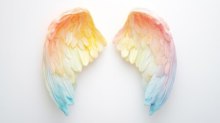 Colorful angel wings on white background, decorative, for design inspiration
