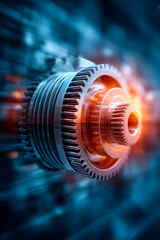 Mechanical engine gears in motion