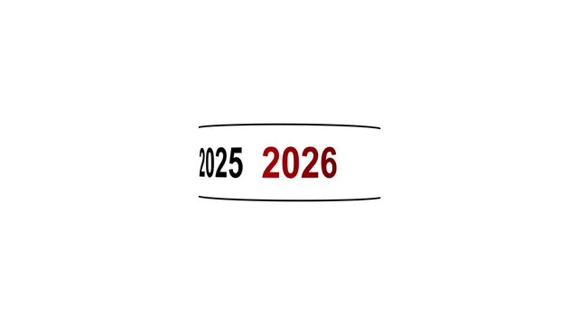 year 2015 to year 2026 text rolling slide by slide animation isolated on the black background, time passing, goal setting and timelapse concept