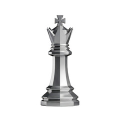 Metallic Silver Chess King Piece Isolated on Background Keywords: chess, king, piece, game, strategy, board game, competition, royalty, symbol, icon isolated on a transparent background
