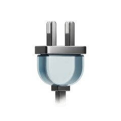 Modern Silver and Blue Electrical Plug on a Background power electricity isolated on a transparent background