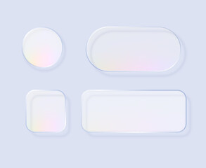 Liquid glass in different shapes. UI interface element with blur effect. Modern web design. Vector