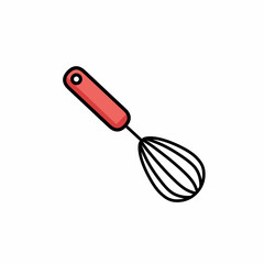 Red Whisk Kitchen Utensil Illustration for Cooking and Baking Concept