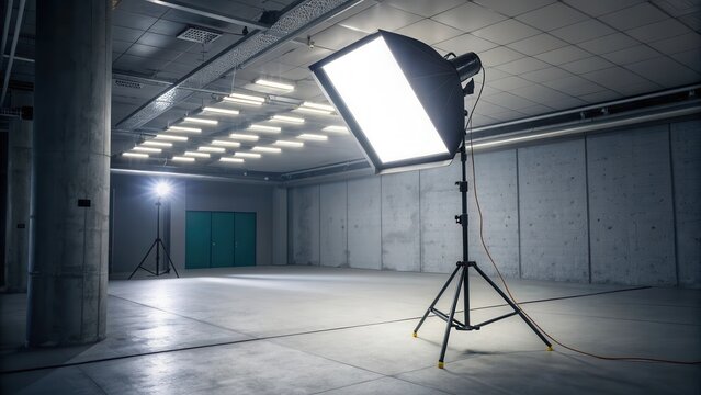 Softbox illuminating a professional photography studio setting