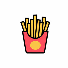 Cartoon French Fries in Red Container Vector Illustration