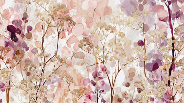 watercolor botanical sunflowers texture template background.Elegant wedding invitation card background . Minimal hand painted Design for wedding or Valentine's Day