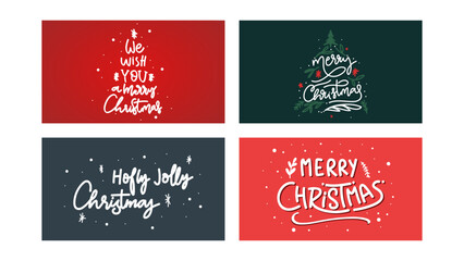 Set of Christmas Pine Frame and Merry Christmas Calligraphy Banner,  Flat Modern design , illustration Vector EPS 10