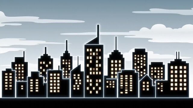 都会夜景抽象パノラマ 穏やかな光