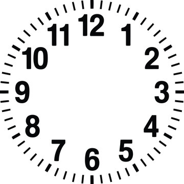 Blank clock face with numbers and markings