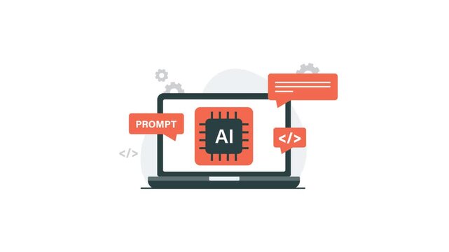 4k AI Prompt Engineering. Artificial Intelligence Coding Concept Animation Video 