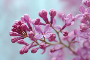 Obraz premium Delicate purple lilac flowers blooming outdoors in spring