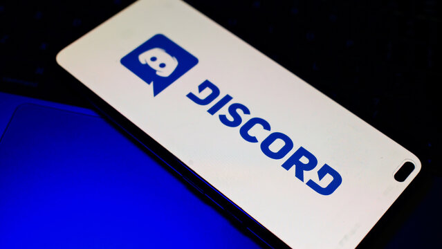 London, UK, 06.11.2025: Discord logo on phone screen