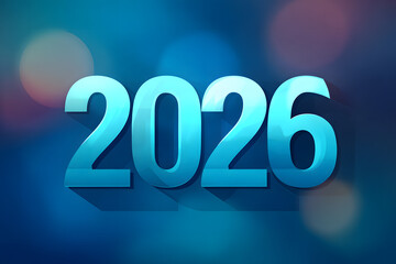 The year 2026 in vibrant blue against a blurry backdrop