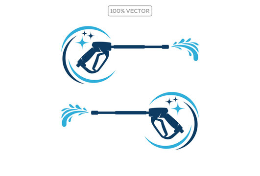 Pressure washing logo template, Cleaning vector design. Tools illustration element