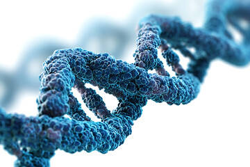 Stunning 3D rendering of DNA molecule representing genetics research, scientific discovery and medical innovation, perfect for biotech, pharmaceutical and healthcare marketing