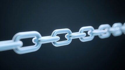 Abstract representation of a chain with glowing links on a dark background.
