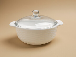 Ceramic bowl or container on beige background