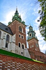 The bell tower and tower at the castle in Krakow.