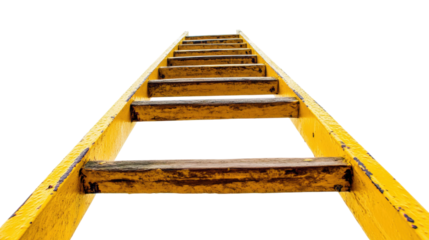 Yellow Wooden Ladder Steps isolated on a transparent background