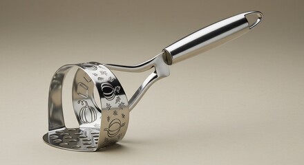 Elegant silver ice cream scoop with a shiny metallic handle.