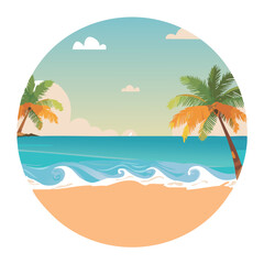 Obraz premium a minimalist flat circular vector vintage Jericoacoara Beach in Brazil
