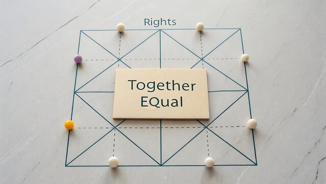 Card titled Together Equal displayed on a symmetrical grid