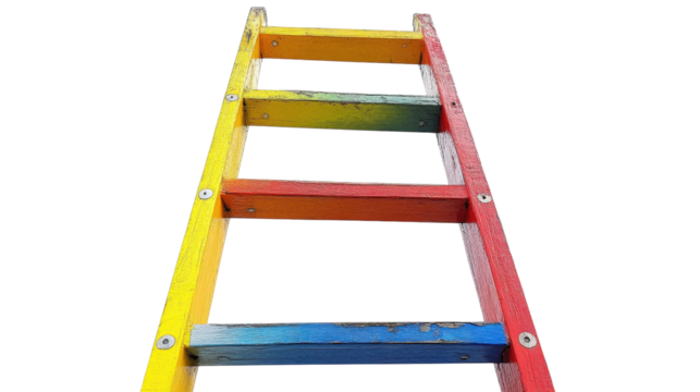 Colorful Wooden Ladder isolated on a transparent background
