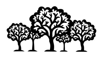 Silhouette of Majestic Trees: A stunning silhouette captures the beauty of multiple trees, emphasizing the intricate details of their branches and foliage. 