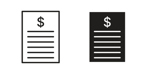 Bank statement icon silhouette vector designs. Editable Strokes