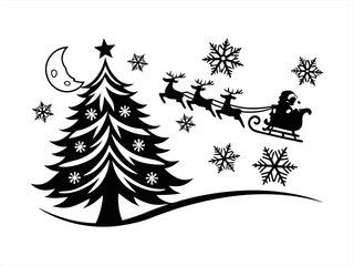 Christmas silhouette black vector white background
