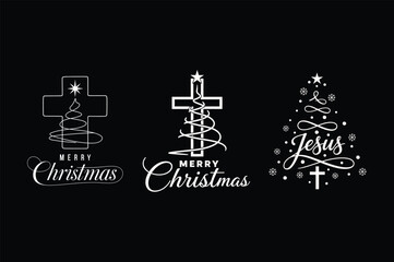 Christian Merry Christmas Cross Tree Bundle