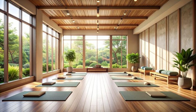 Yoga room flooded with natural