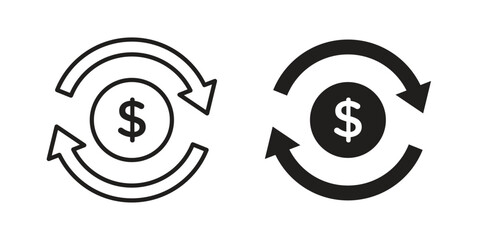 Cash flow icon silhouette vector designs. Editable Strokes