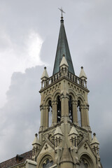 Fototapeta premium Bell tower of the Church of St. Peter and Paul in the city of Bern, Switzerland