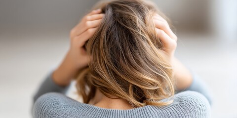 depression fatigue darkness concept. A person is holding their head, expressing stress or anxiety.