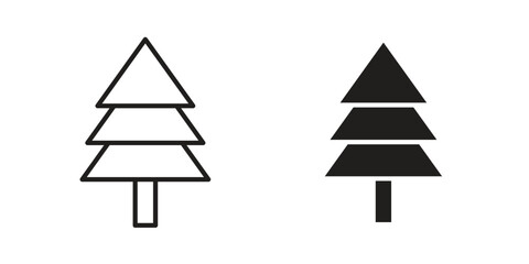 Fototapeta premium Christmas tree icon silhouette vector designs. Editable Strokes