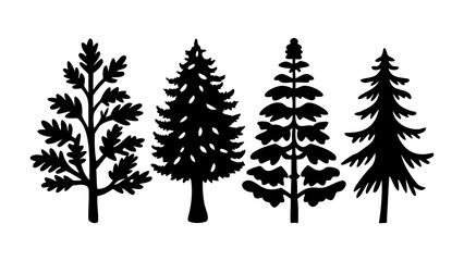 Silhouette Trees: The stark silhouettes of diverse trees stand in bold contrast, offering a timeless representation of arboreal diversity.