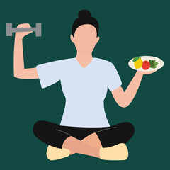 Holistic Wellness Woman Balancing Fitness and Healthy Diet