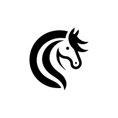 Horse head stylish insignia in black