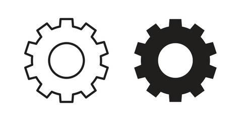 Cogwheel icon silhouette vector designs. Editable Strokes