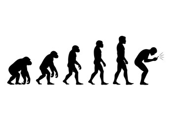 Fototapeta premium Evolution of humanity, from ape to modern technology addiction